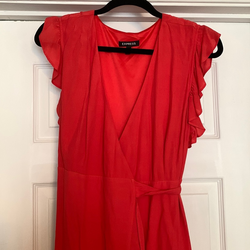 Express coral color wraparound maxi dress size small.